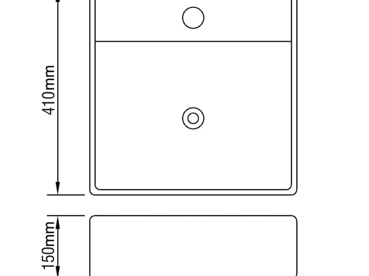 Billede 6 - Keramisk firkantet håndvask m. overløb og hul til hane 41 x 41 cm