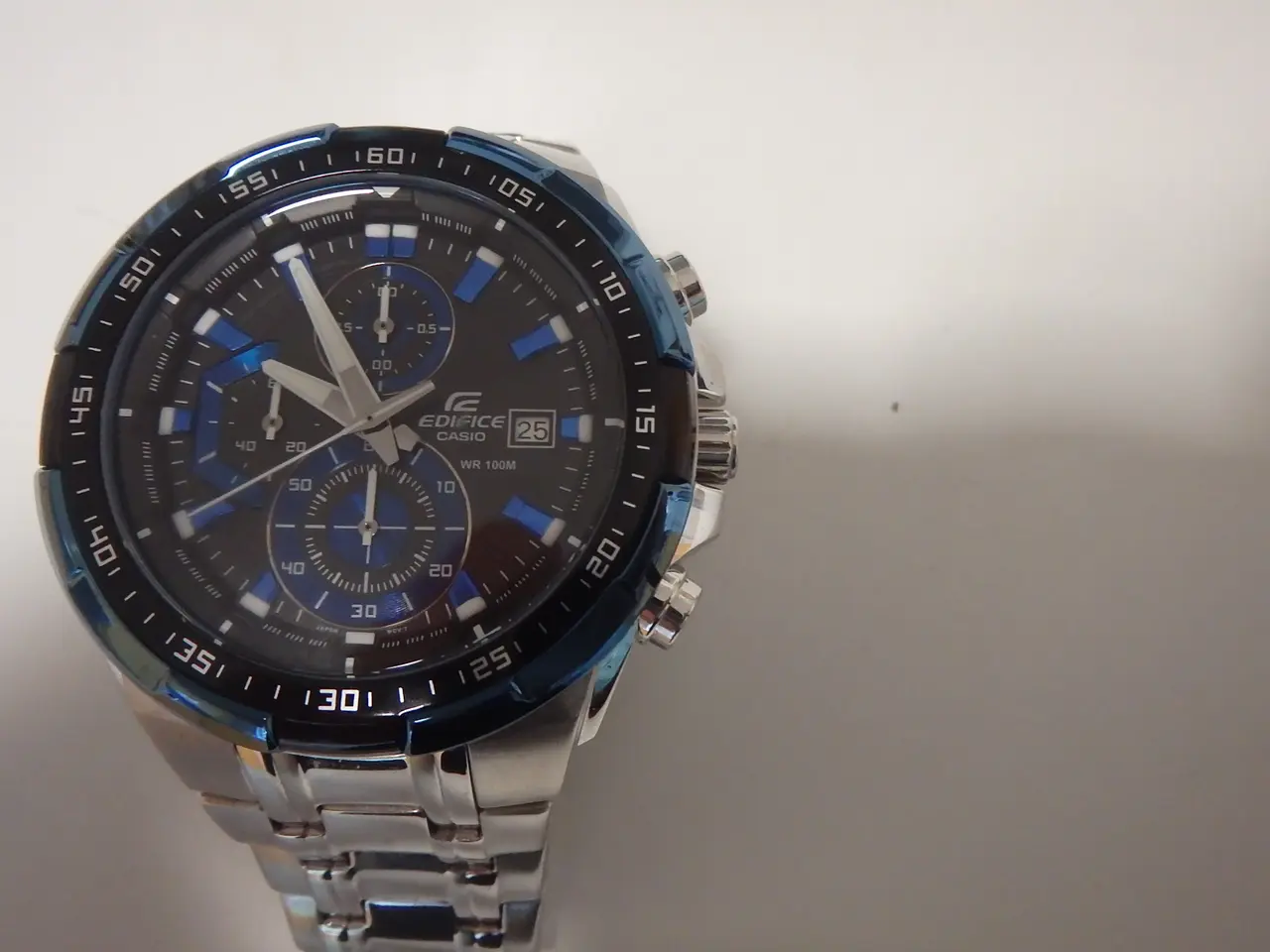 Billede 2 - Casio Edifice sort/blå/stål Kronograf Model 5345