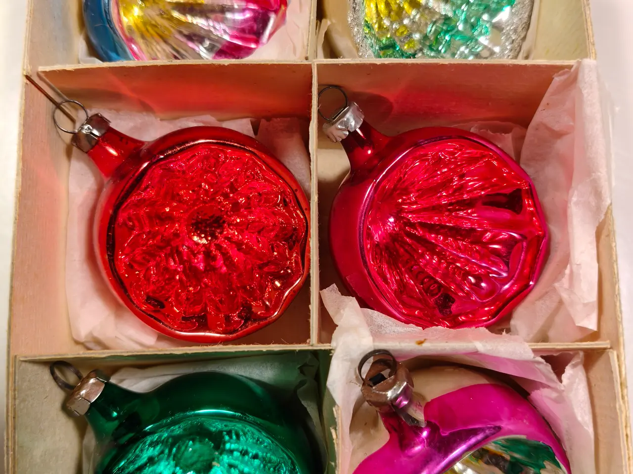 Billede 1 - Antik glas julekugler med reflektor