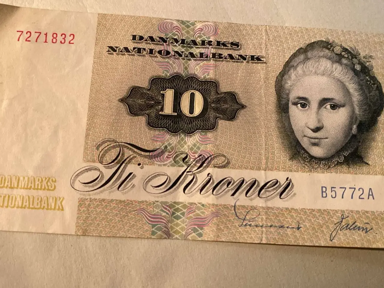 Billede 2 - Dansk 10 kr. seddel