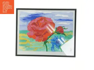 Indrammet blomstermaleri (str. 36x29 cm)