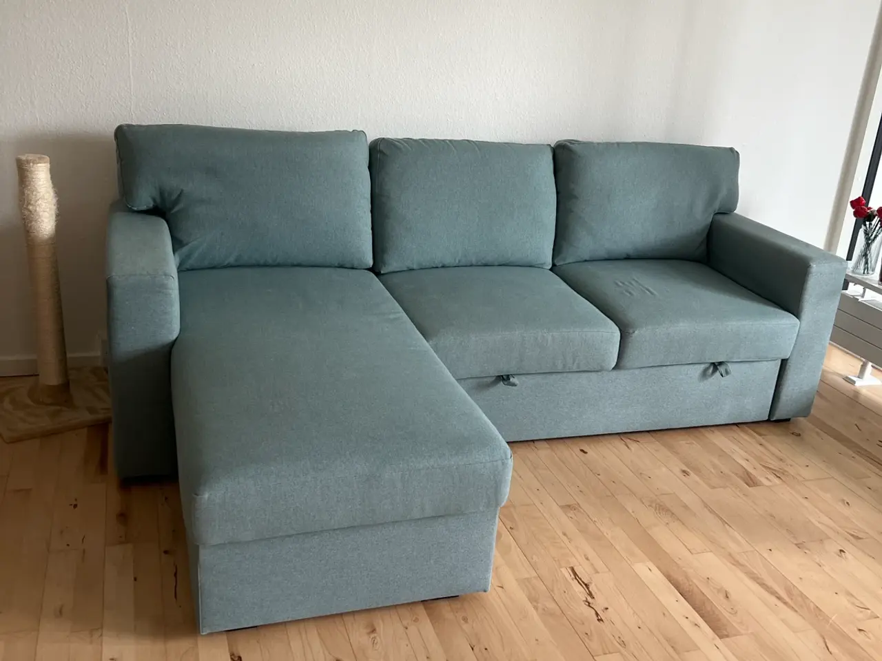 Billede 4 - Sovesofa med chaiselong i farven lys turkisgrå