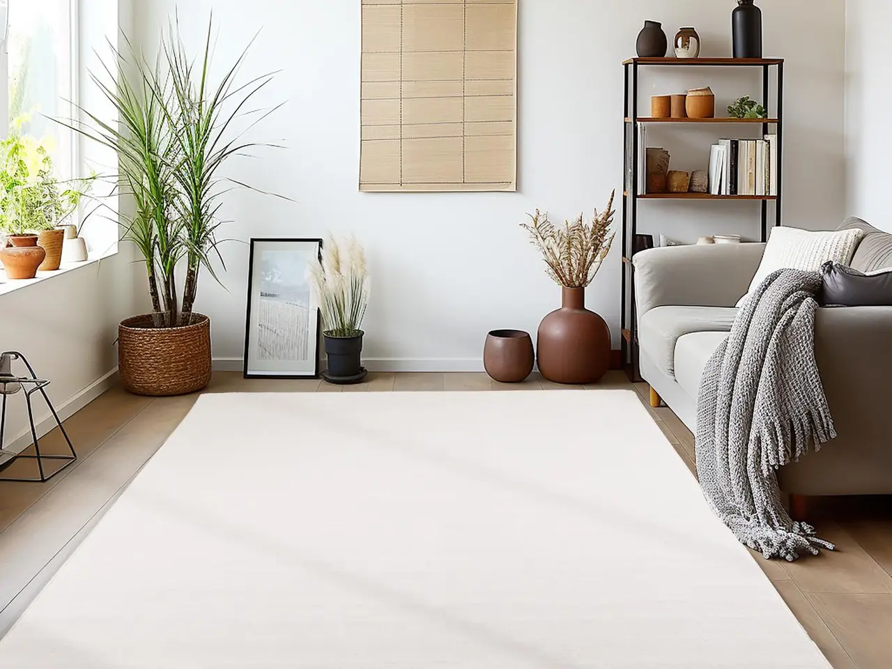 Billede 2 - SKY Unicolor creme løber - kortluvet tæppe - 60 x 110 cm