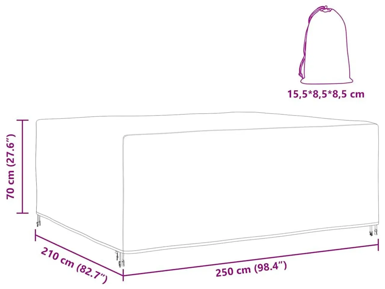 Billede 10 - Møbelovertræk - sort 250 × 210 × 70 cm, 420D vandtæt