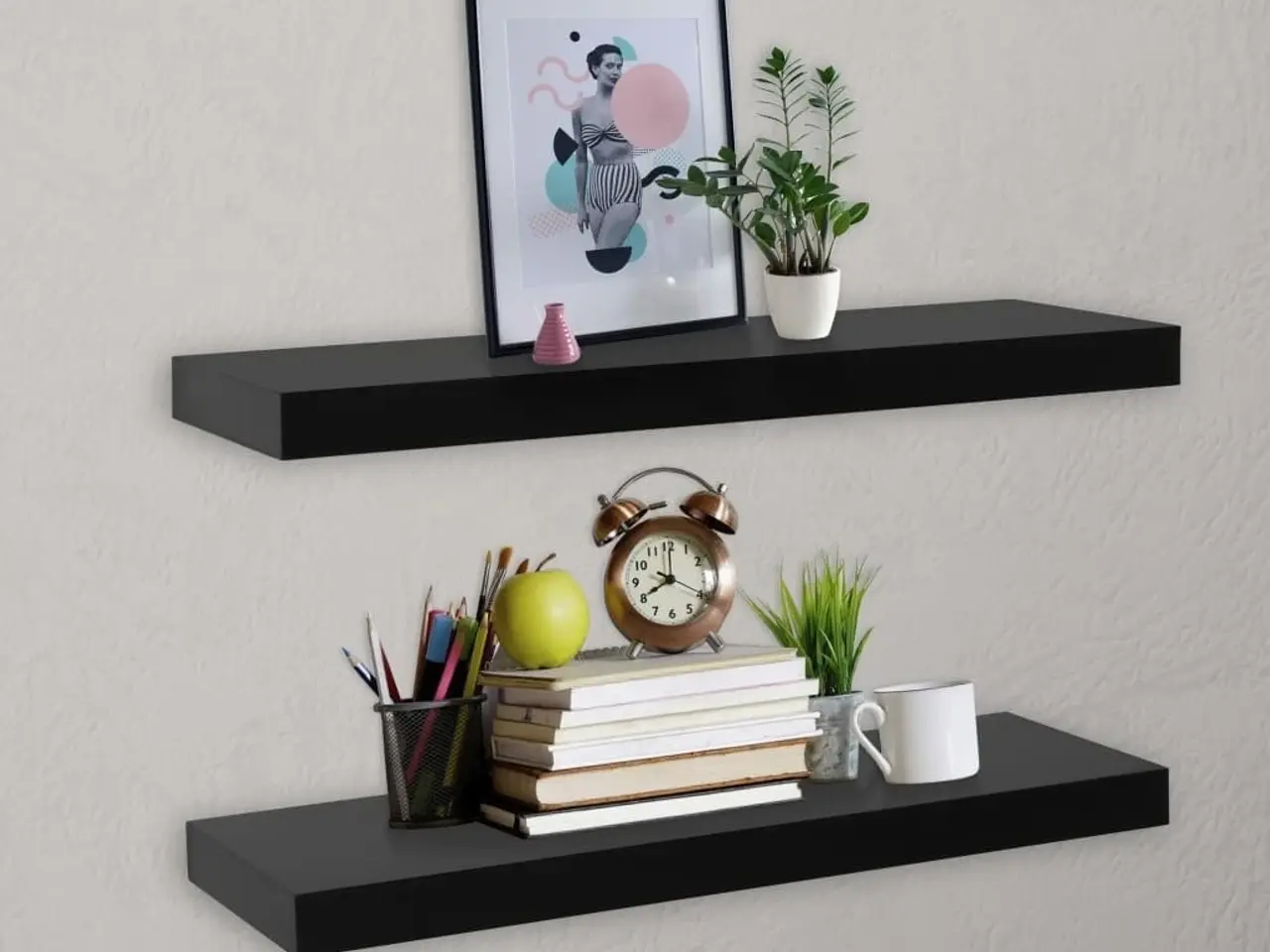 Billede 1 - Væghylder 2 stk. - 60×20×3,8 cm - sort svævehylde
