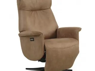 Tristan lænestol med indbygget skammel og 2 motorer - Almond Bull microfiber læder