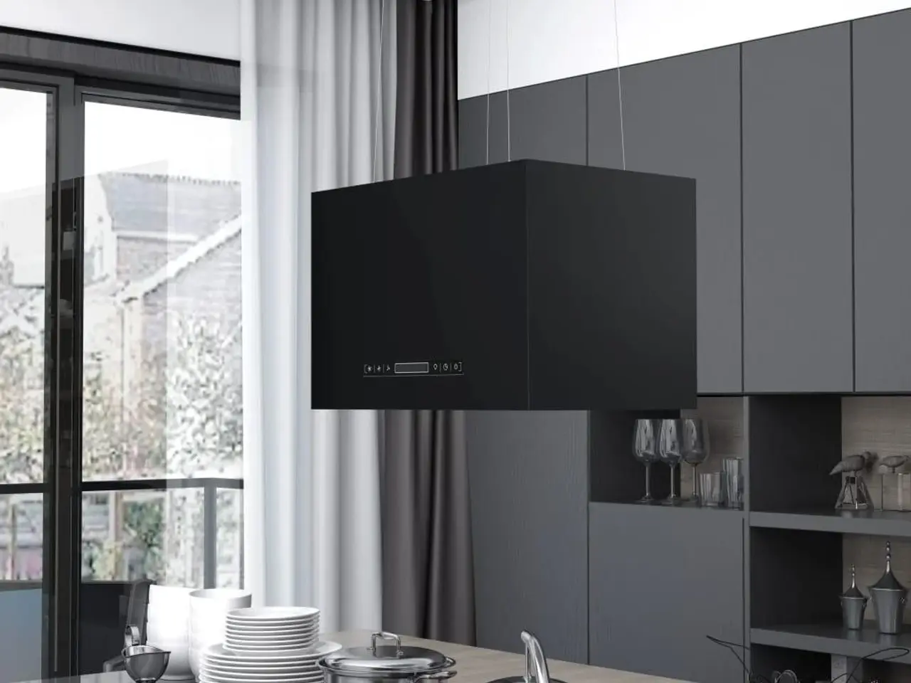 Billede 1 - Ø-emhætte 55 cm loftmonteret - sort