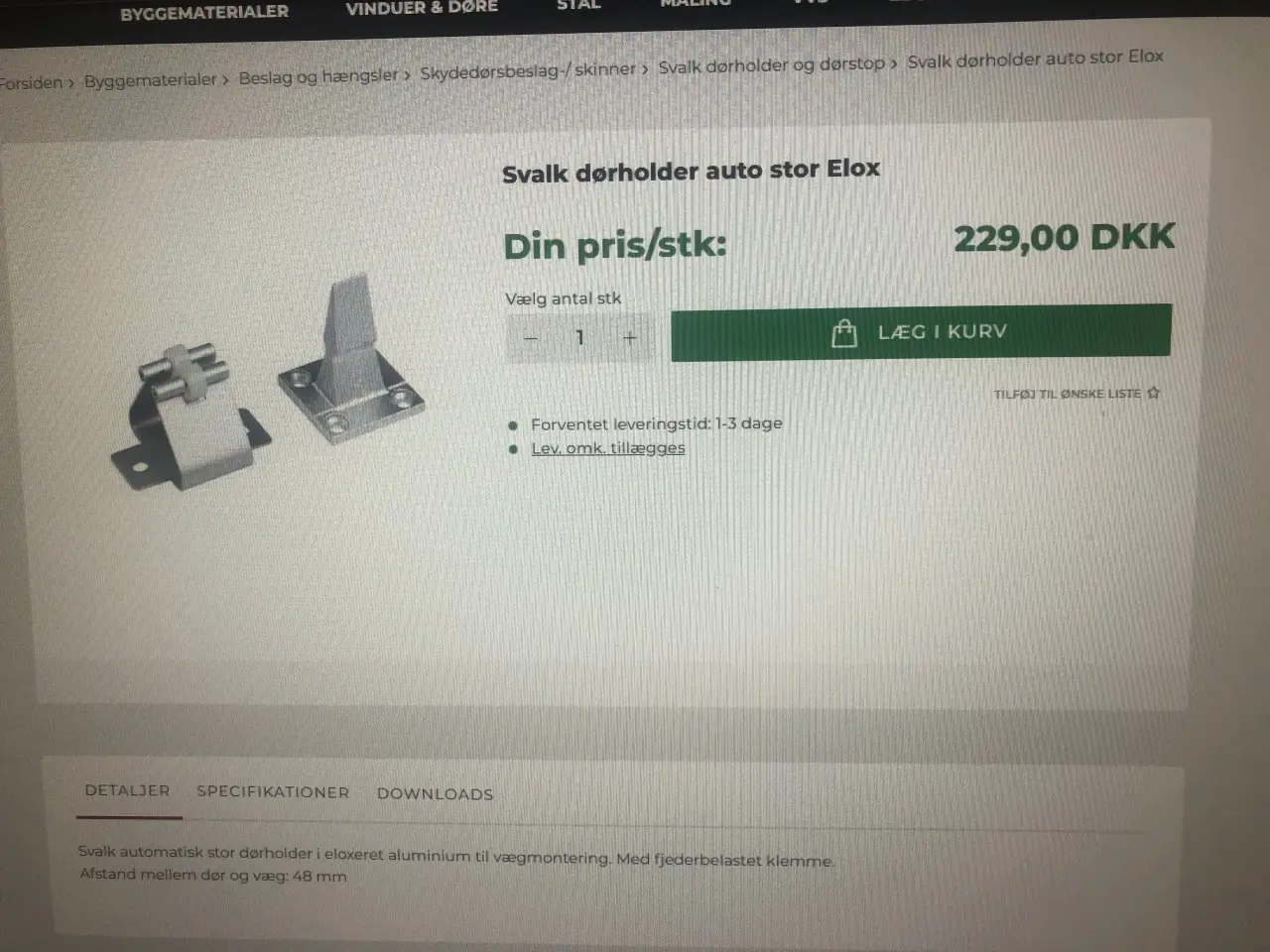 Billede 1 - Dørholder
