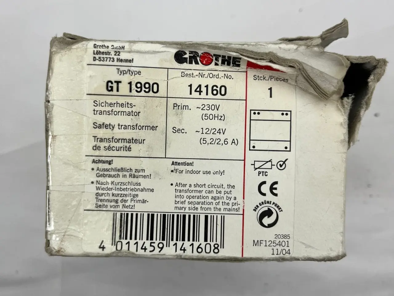 Billede 4 - Grothe GT 1990 Safety Transformer 12/24V 5.2/2.6A
