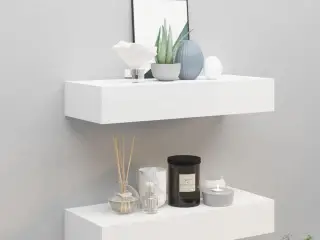 Væghylder med skuffer 2 stk. 60x23,5x10 cm MDF hvid