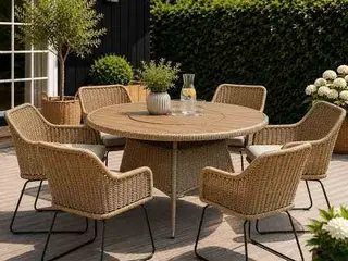 Serena havebord med drejeskive Natur Ø:150 cm