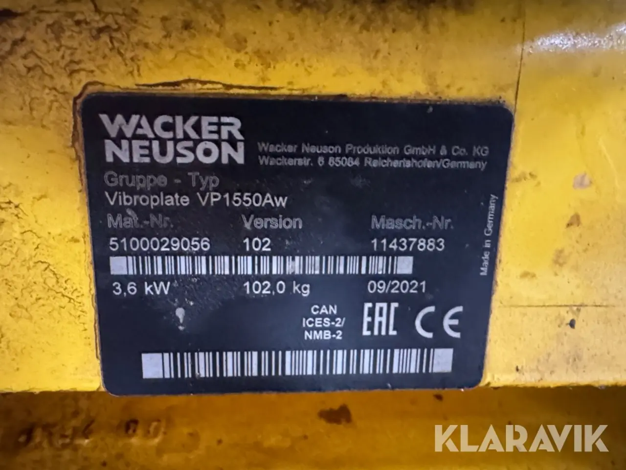 Billede 5 - Pladevibrator Wacker Neuson Vibroplate VP1550Aw