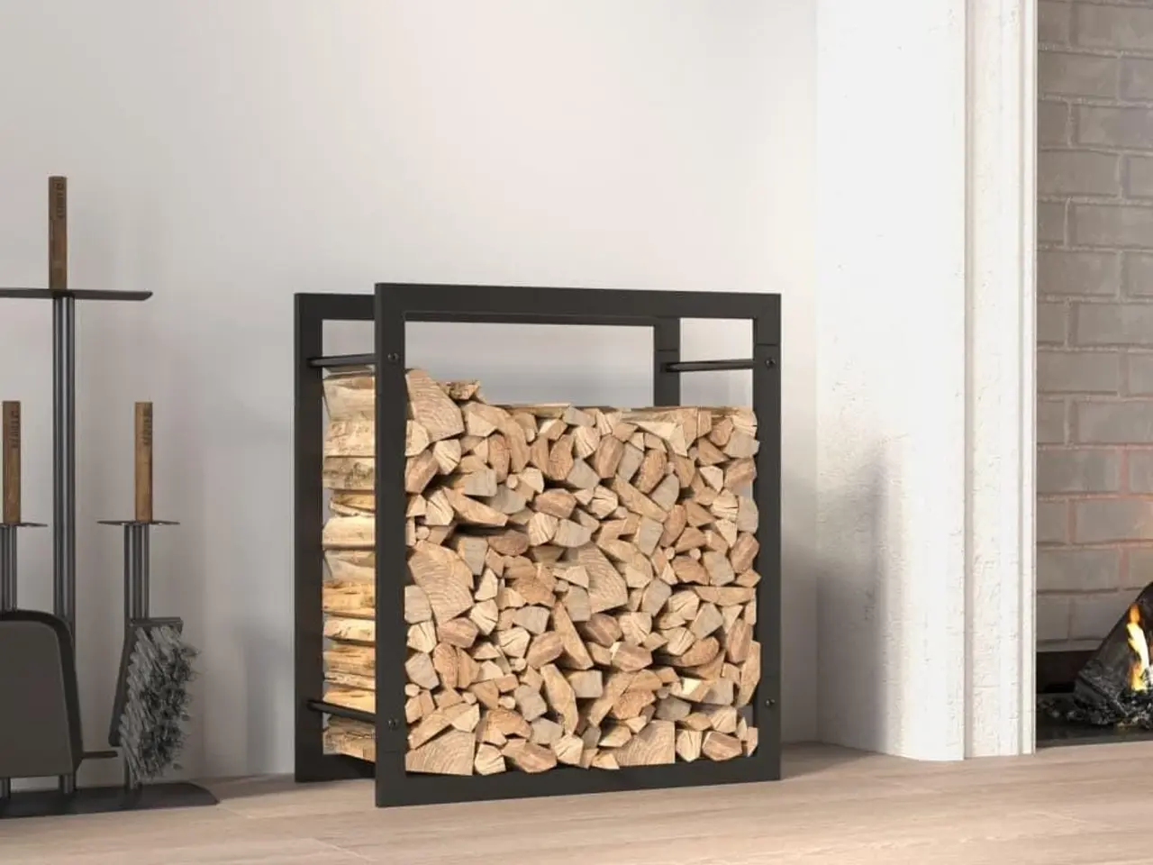Billede 1 - Brændestativ i stål - 50 × 28 × 56 cm, matsort