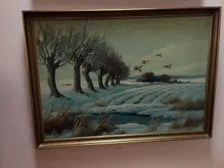 Oliemaleri af C Svendsen 1938 i guldramme
