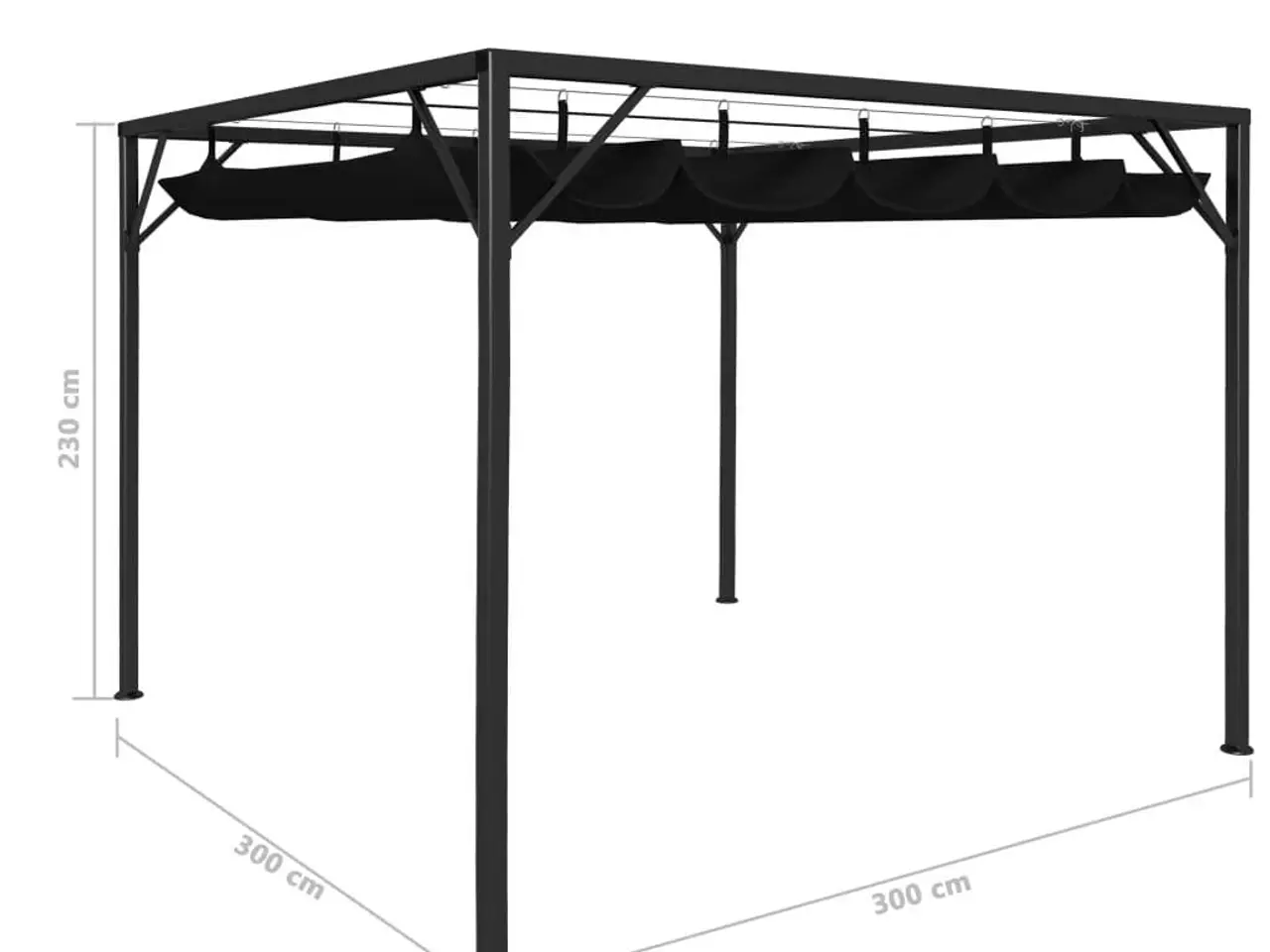 Billede 8 - Pavillon med sammenrulleligt tag 3x3 m antracitgrå