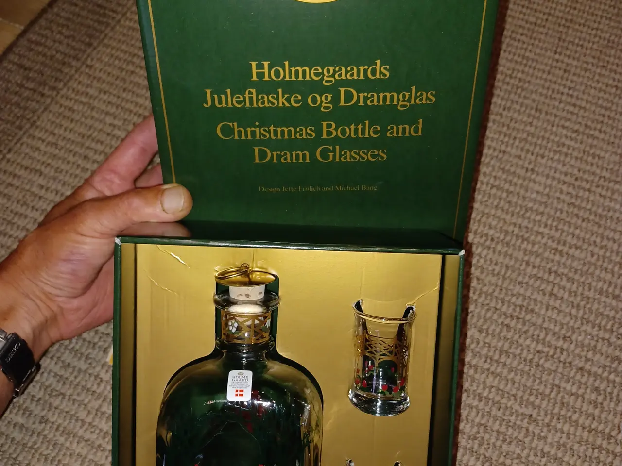 Billede 1 - Holmegård juleflaske og dramglas 1997