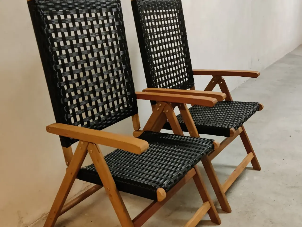 Billede 1 - Have klapstole Akacietræ og polyrattan sort