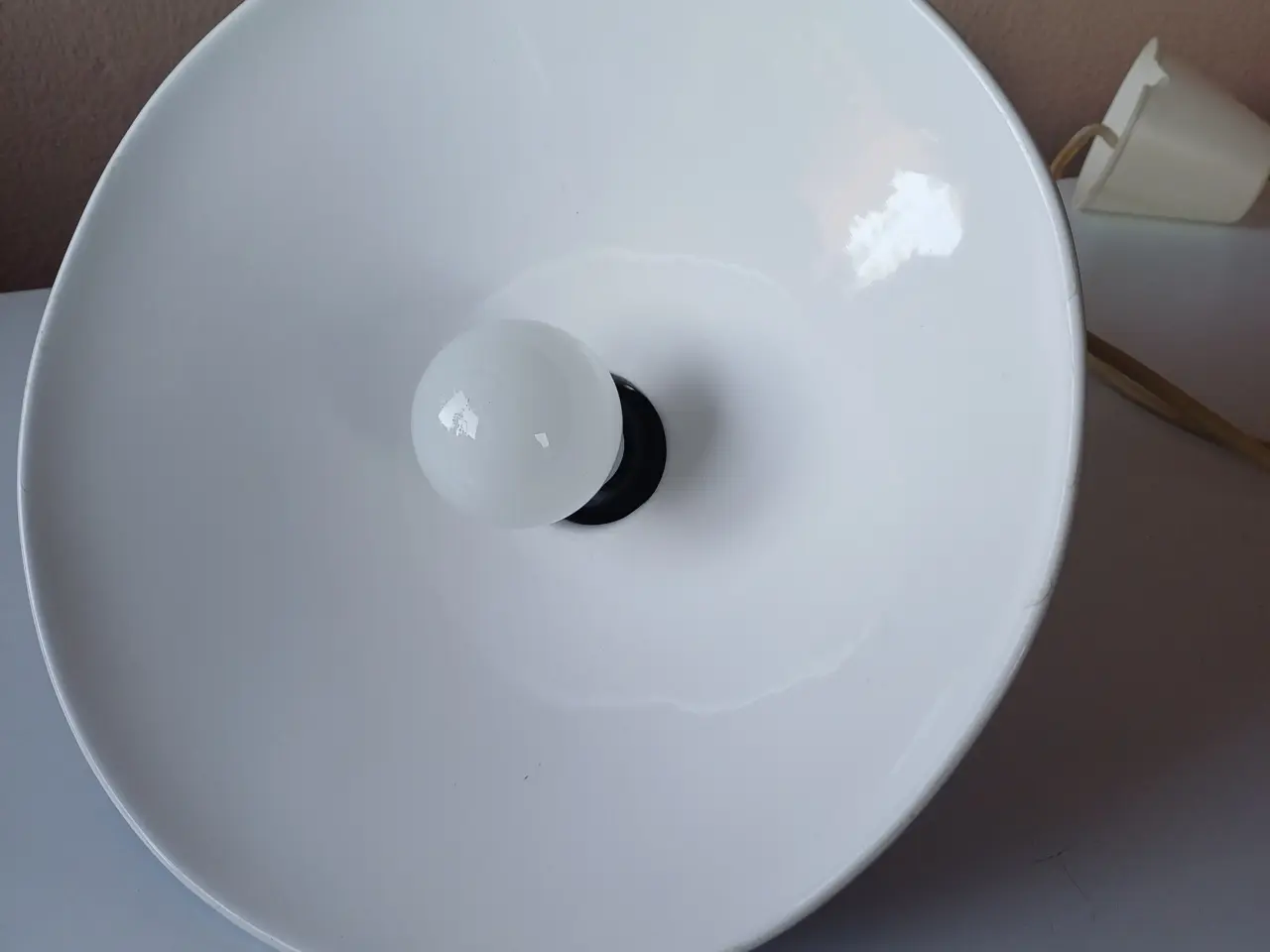 Billede 2 - Stor dansk blå keramik lampe m. forkromet lampetop