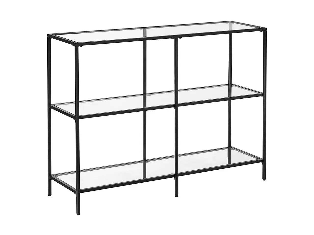 Billede 1 - Konsolbord i stål med 3 glashylder - sort, 100 x 30 x 73 cm