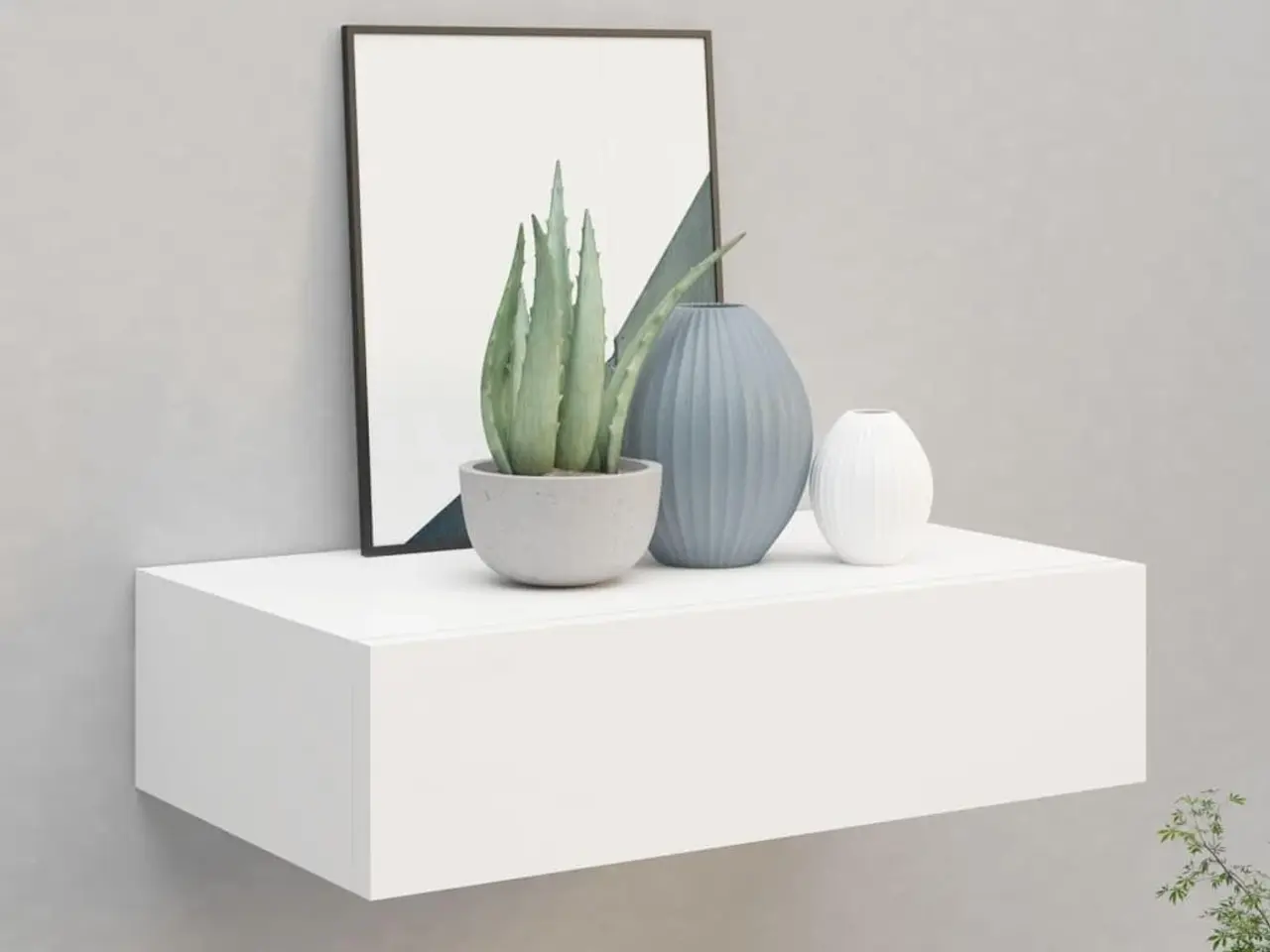 Billede 1 - Væghylde med skuffe 40x23,5x10 cm MDF hvid