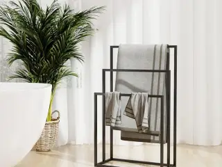 Fritstående håndklædeholder 48x24x79 cm jern sort