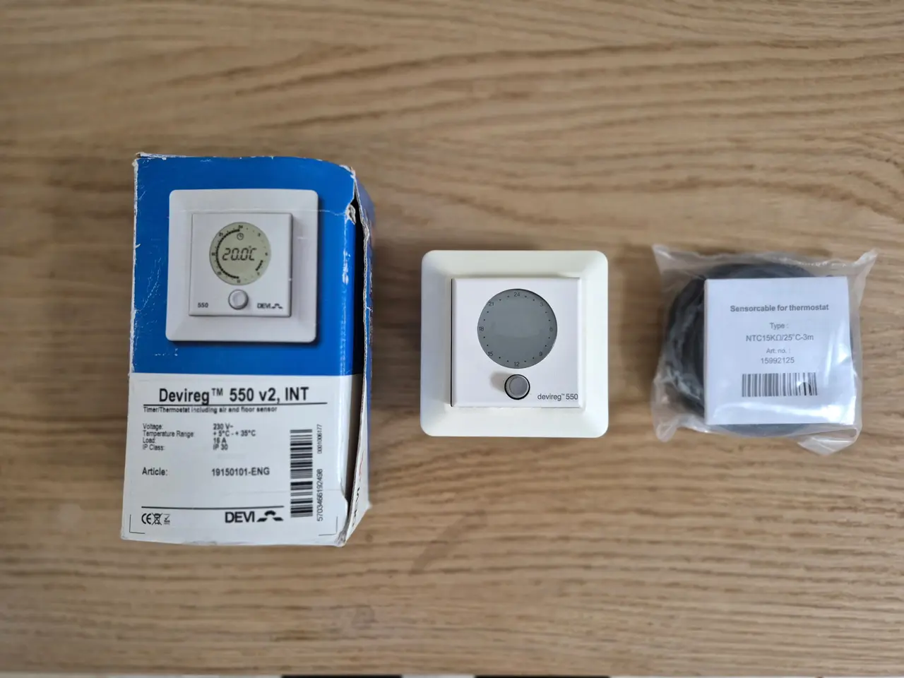 Billede 1 - Devireg 550 Termostat med Nyt Sensor kabel,