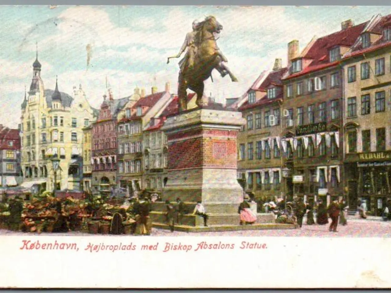 Billede 1 - København - Højbroplads med Absalons Statue - Postkort - Brugt