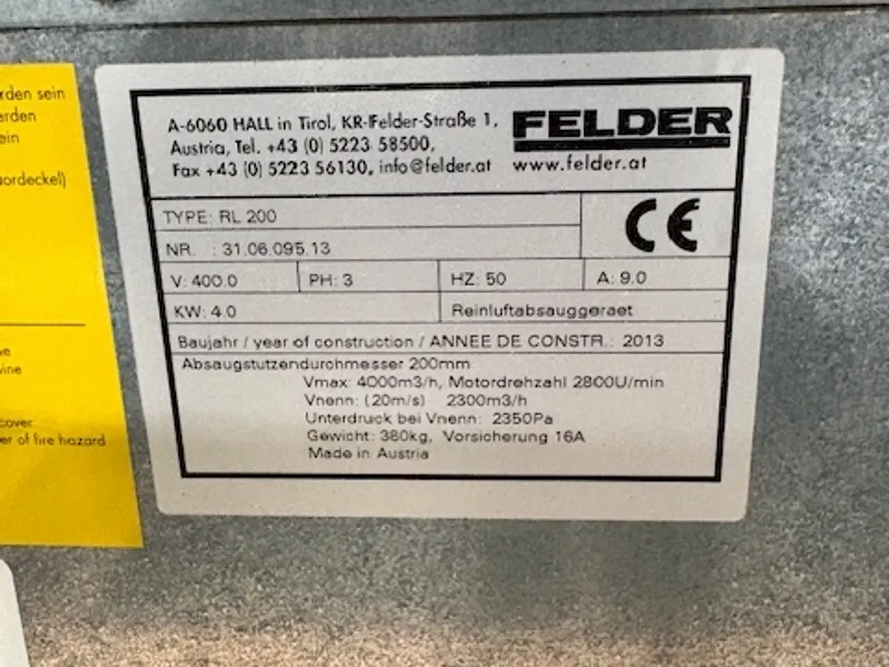 Billede 3 - FELDER RL200 udsugning/spånsug