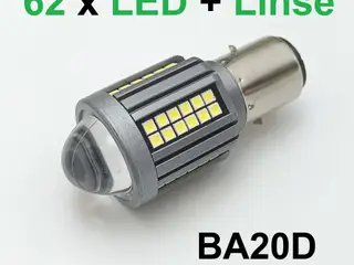 NY! Super Stærk BA20D / 62 LED'er + Linse