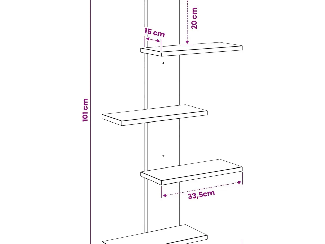 Billede 8 - Væghængt flydende hylde i sonoma-eg 48,5 x 15 x 101 cm