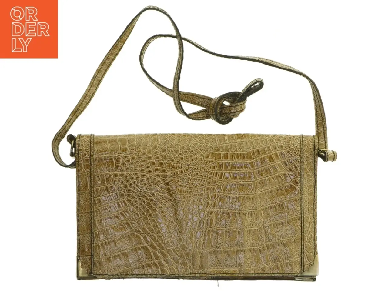 Billede 4 - Brun krokodillemønster håndtaske (str. 24x15 cm)