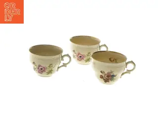 Sæt med 3 porcelænskopper med blomsterdesign (str. 3 stk Ø 8,5 cm)
