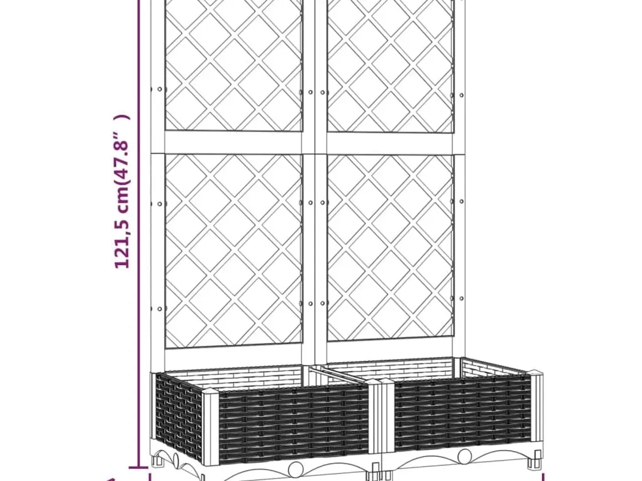 Billede 8 - Haveplantekasse med espalier sort 80x40x121,5 cm PP