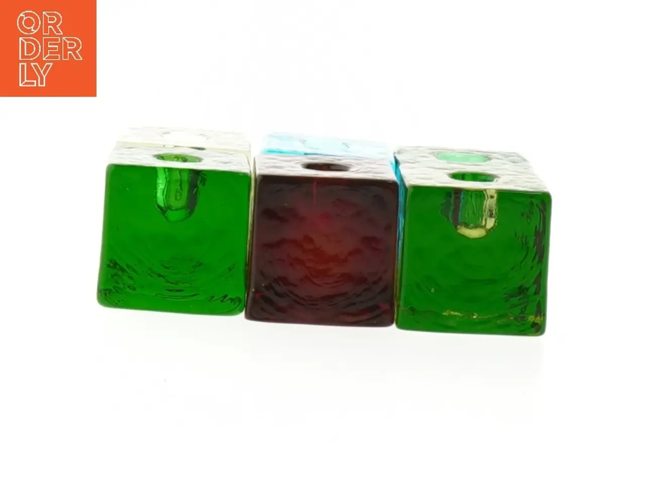 Billede 2 - Farvede glas fyrfadsstager (str. 4x4x4 cm)