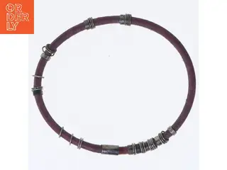 Armbånd i læder med metalringe (str. Ø 7,5 cm)