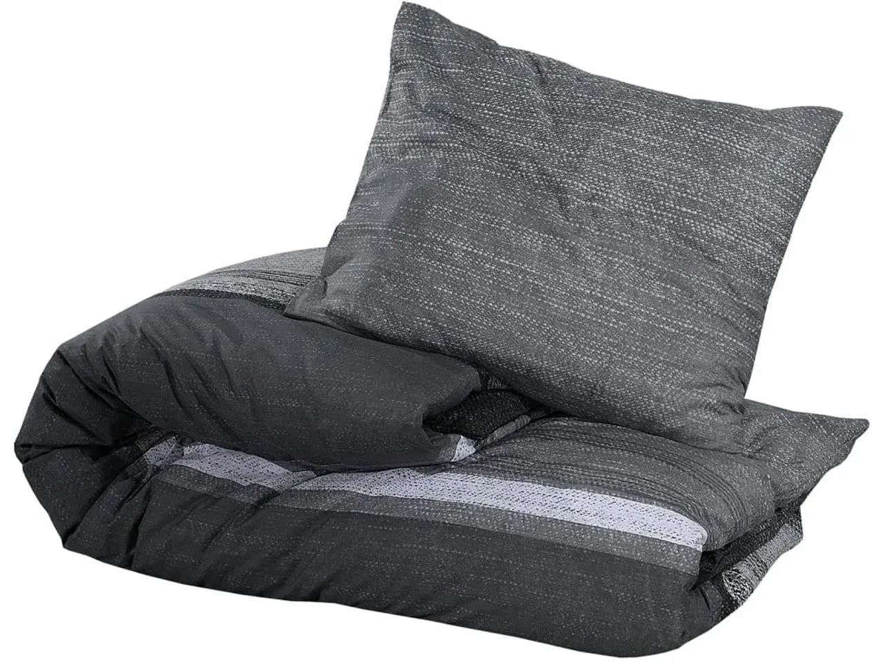 Billede 3 - Dynebetræksæt mørkegrå og sort 200 x 220 cm - bomuld