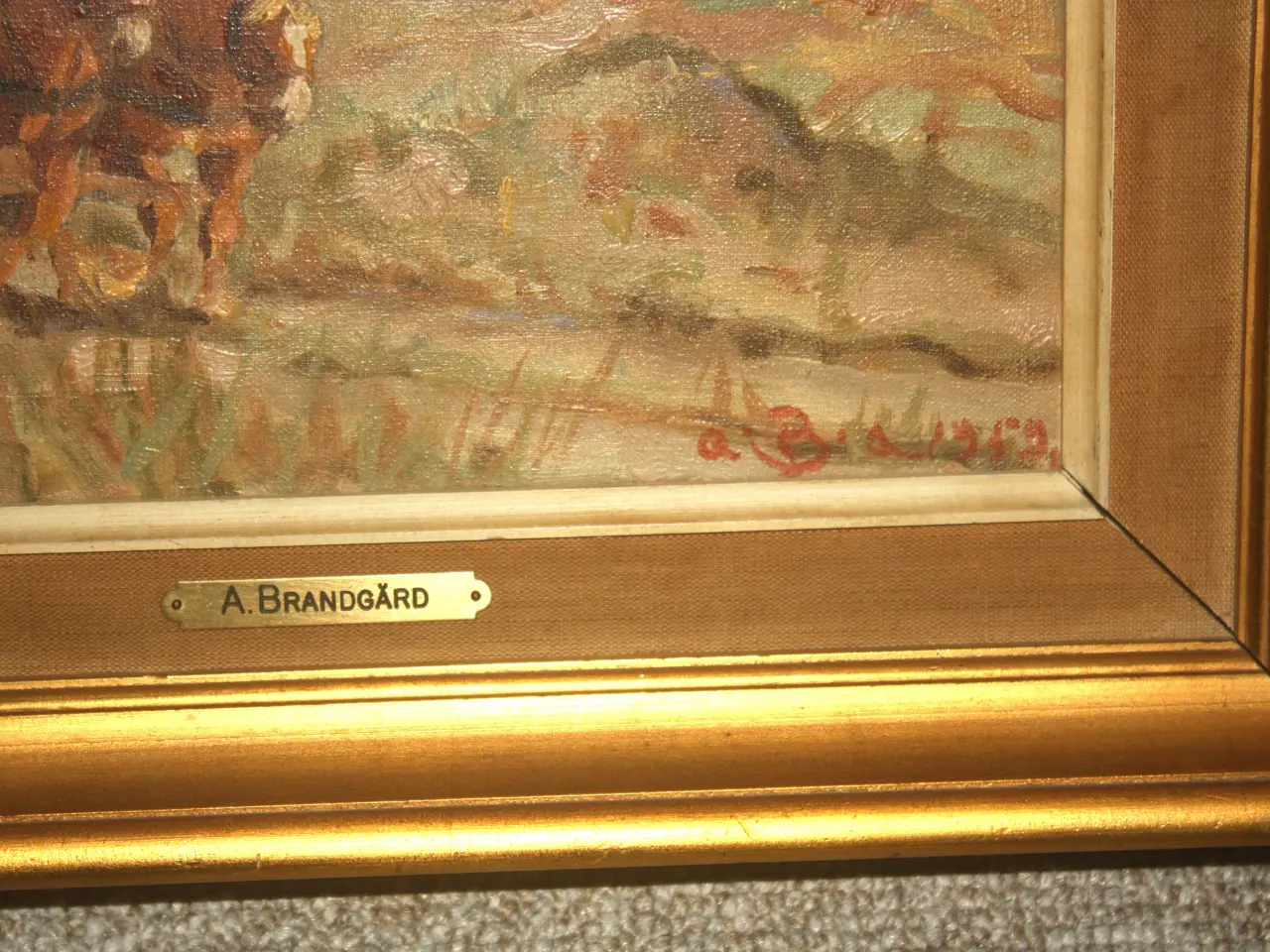 Billede 4 - Oliemaleri A. Brandgård underskrift A.B.A 1959