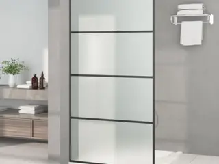 Brusevæg 100×195 cm i matteret sikkerhedsglas - sort ramme