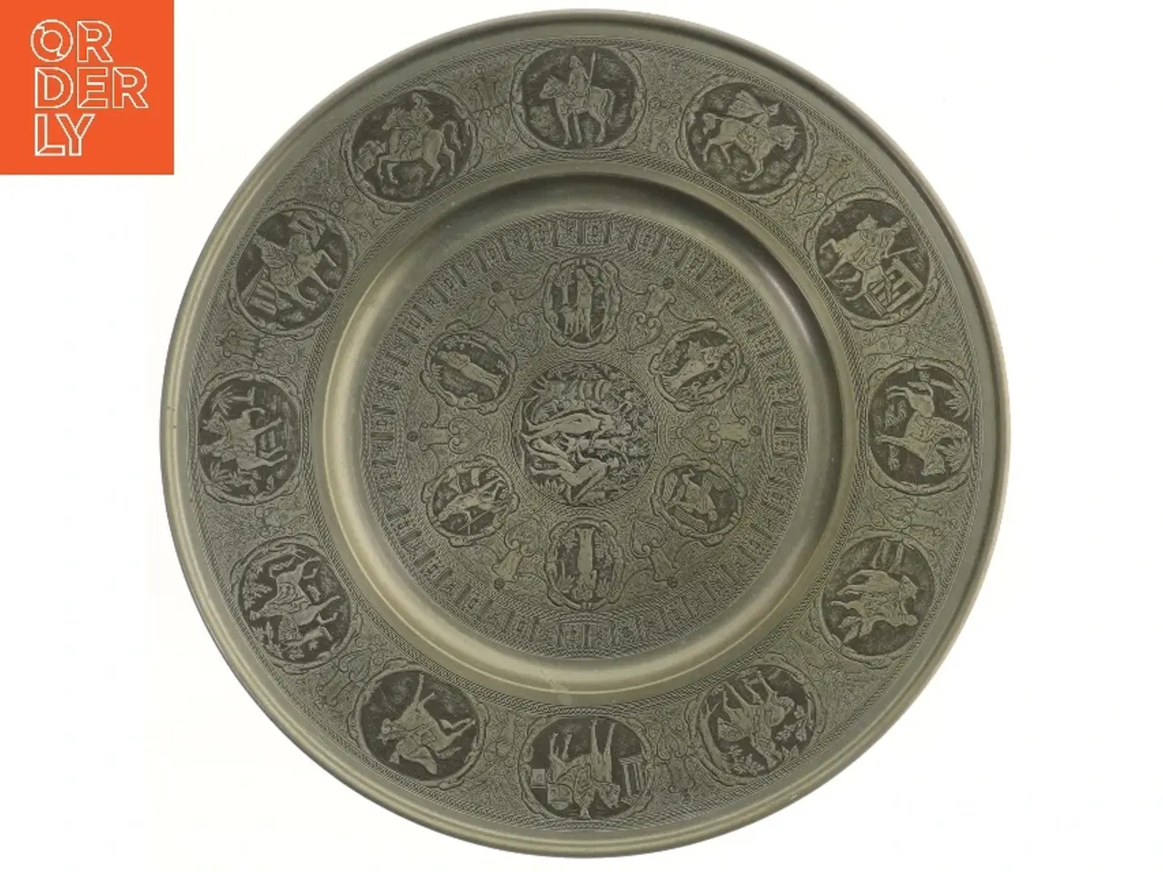 Billede 1 - Dekorativt metalfad med relief (str. Ø 40 cm)