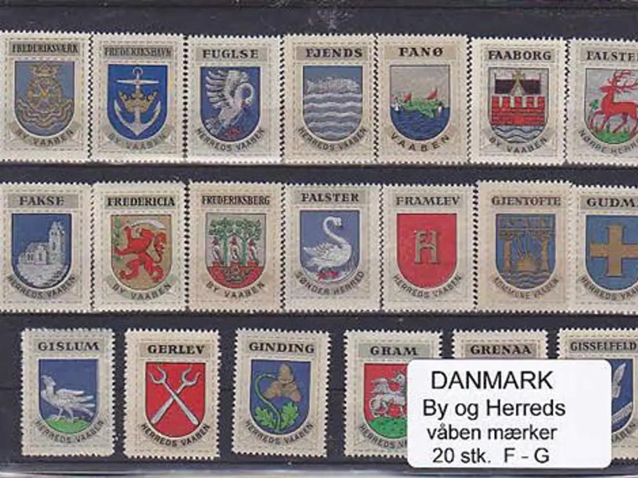 Billede 1 - Danmark by-Herredsmærker F-G 20 Stk.
