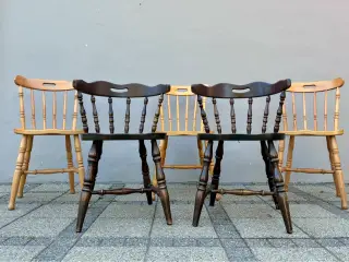 5 vintage 70’er tremmestole i bøgetræ