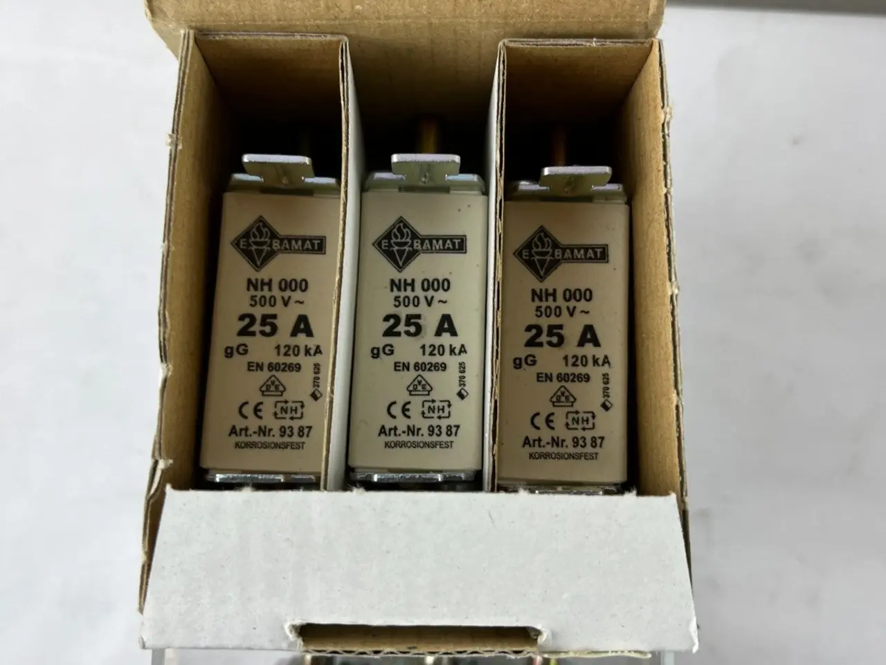 Billede 5 - parti 13x NH000 25A 500V gG sikringer Bals E‑BAMAT