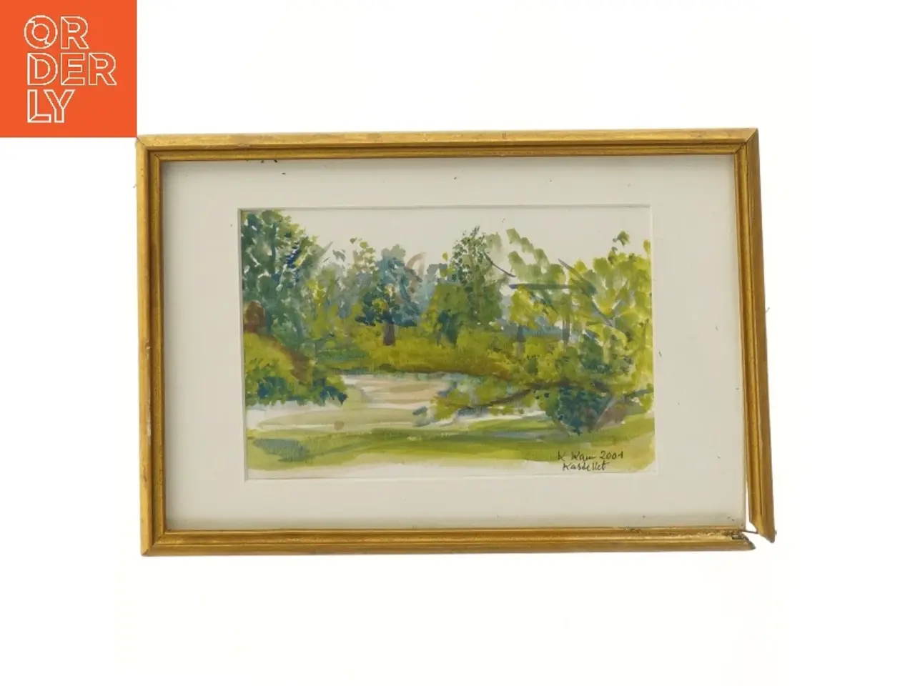Billede 1 - Landskabsmaleri i ramme (str. 25x17 cm)