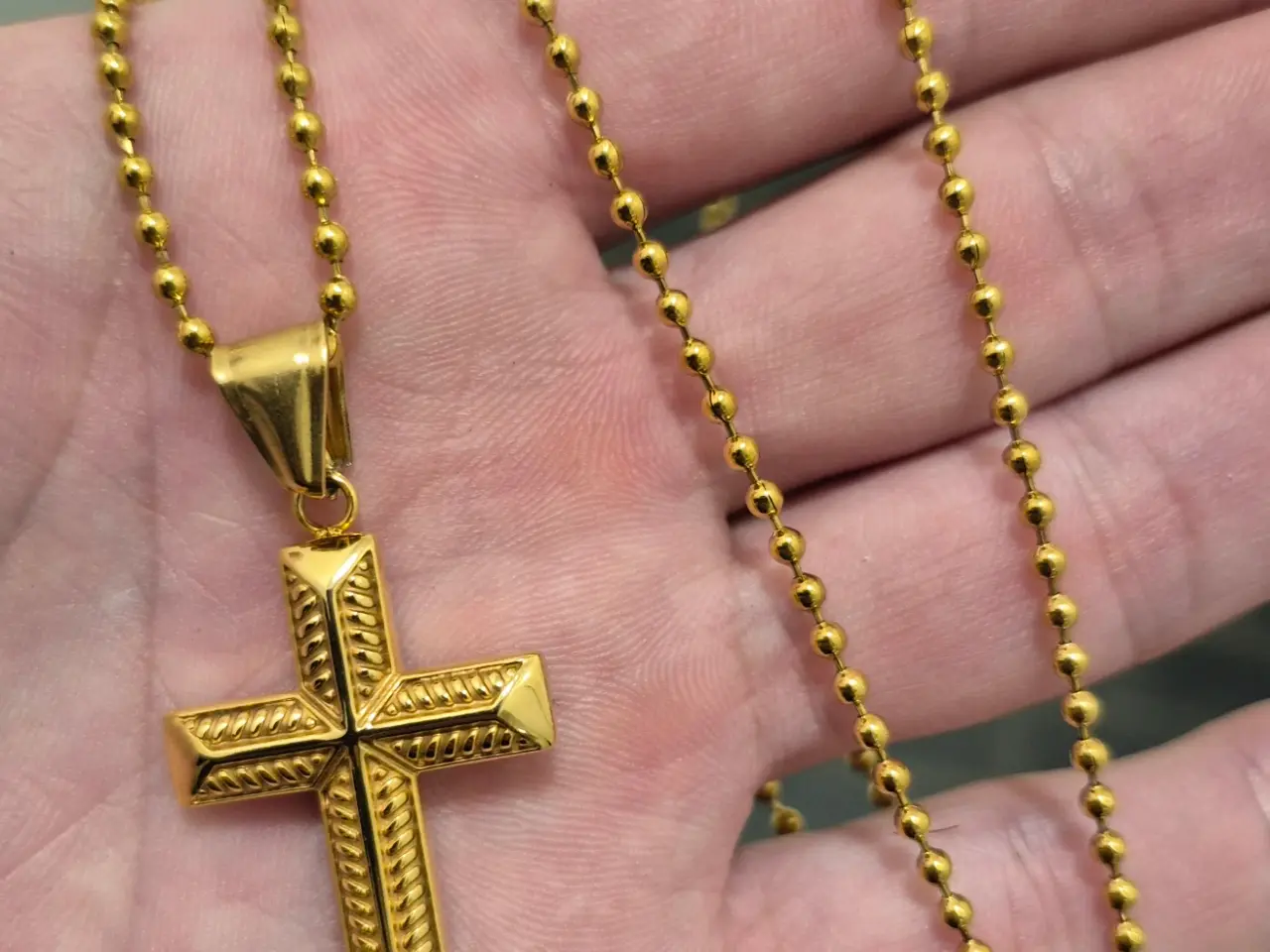 Billede 2 - Goldfilled kuglekæde med kors