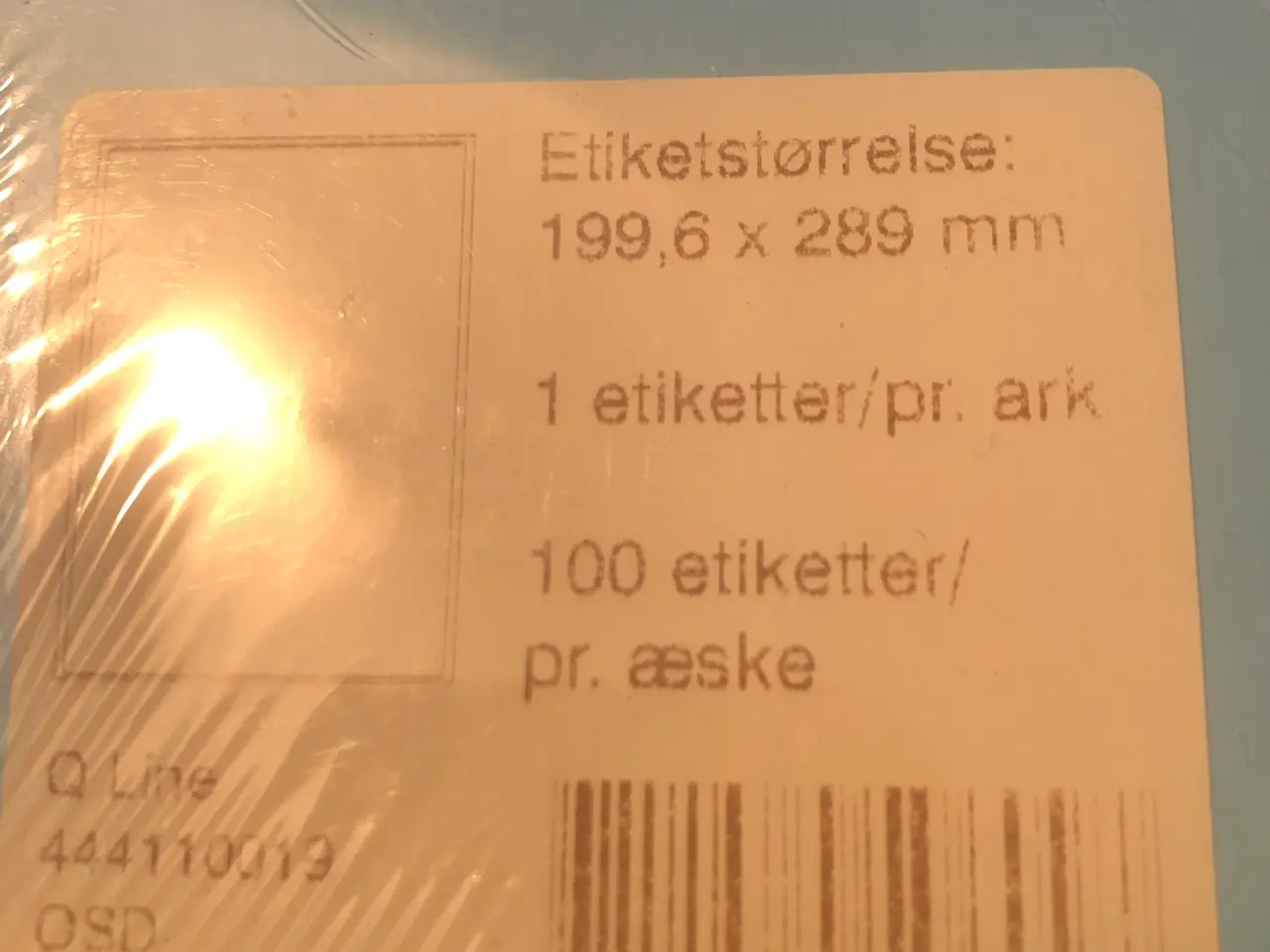 Billede 1 - Etiketter / labels A4-1 slids pr. ark til printer.