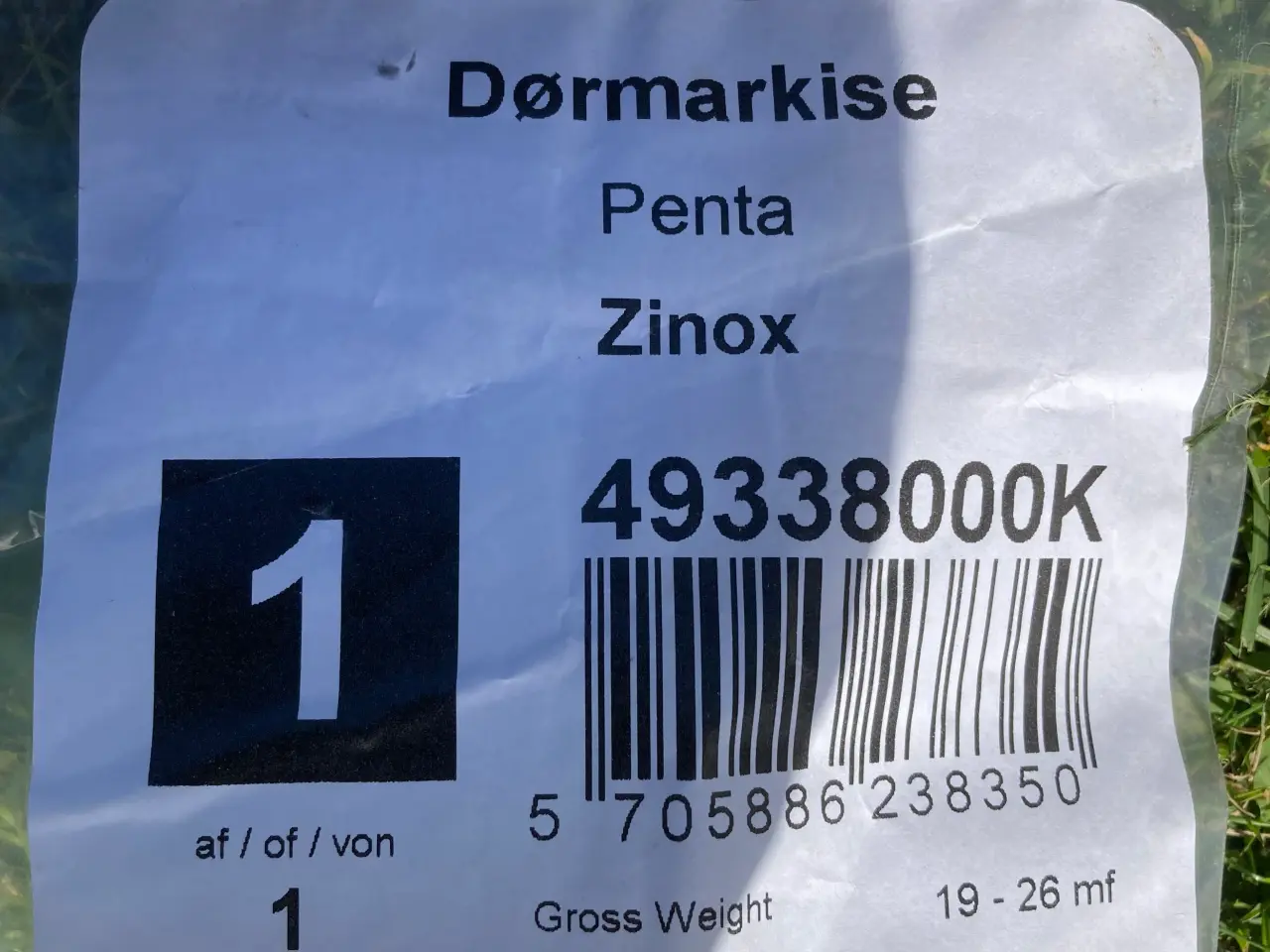 Billede 2 - Dørmarkise Penta Zinox (incl stænger)