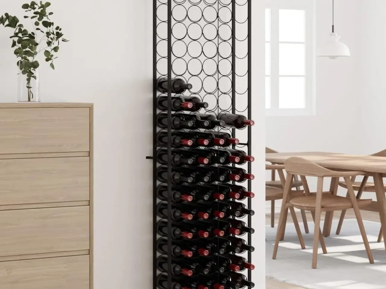 Billede 1 - Vinreol til 95 flasker - 54 × 18 × 200 cm, smedejern, sort