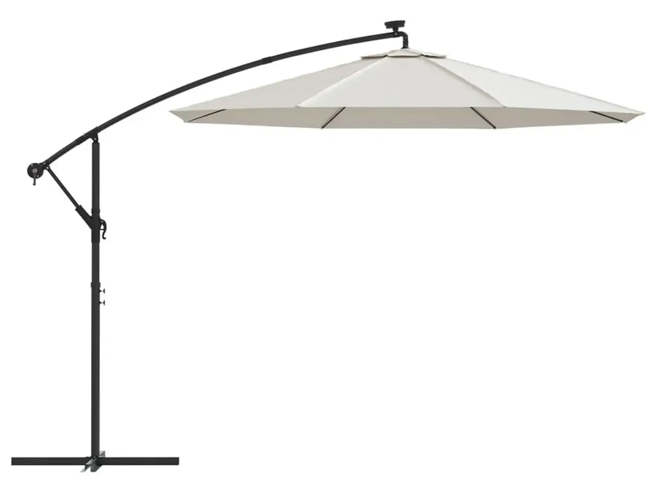 Billede 4 - Hængeparasol med LED-belysning 300 cm - sandfarvet, metalstang