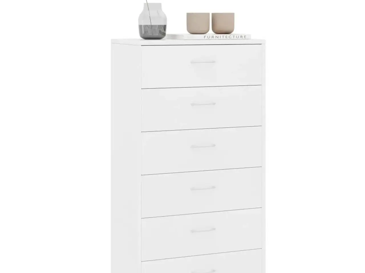 Billede 3 - Kommode med 6 skuffer - 50×34×96 cm, hvid konstrueret træ