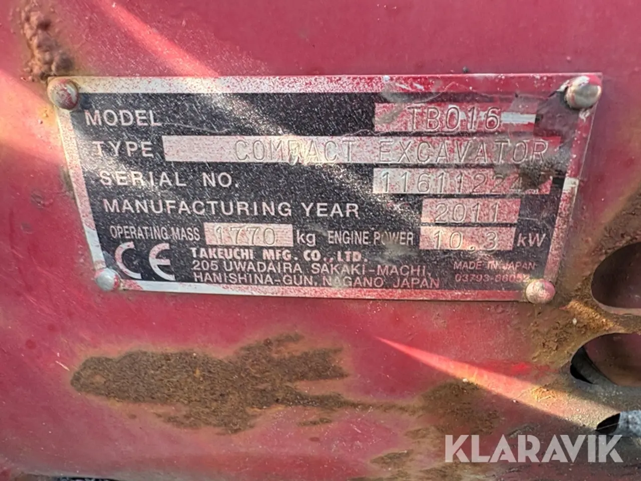 Billede 6 - Gravemaskine Takeuchi TB016